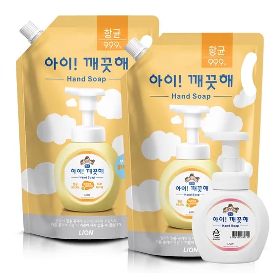 아이깨끗해 핸드워시 리필, 1.8L 2개, 250ml 공용기 증정