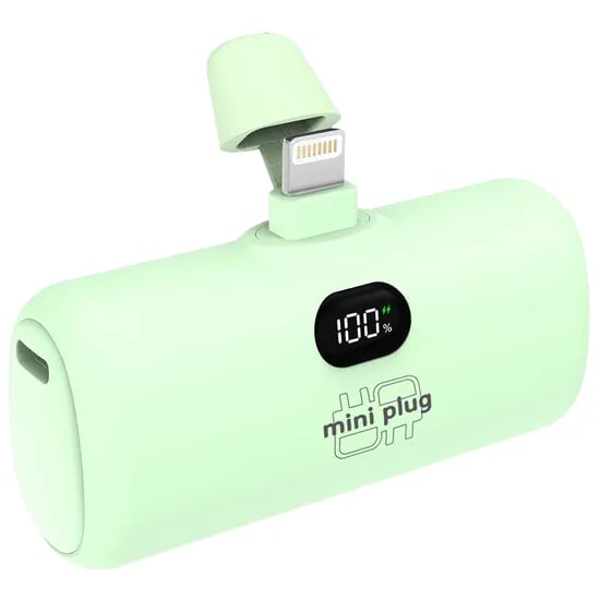 미니플러그 도킹형 미니 보조배터리 EB612, 5000mAh, 8핀, 그린, 1개