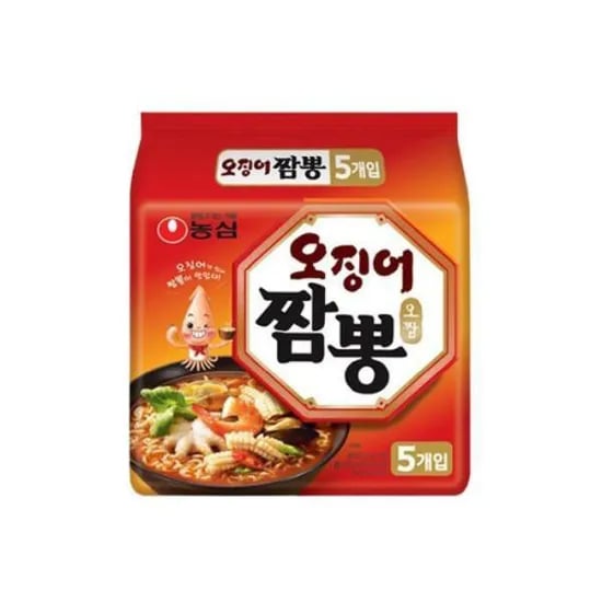 농심 오징어짬뽕 라면, 124g, 5개