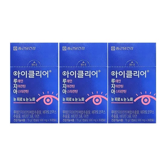 종근당건강 아이클리어 루테인 지아잔틴 아스타잔틴, 500mg, 30캡슐, 3박스