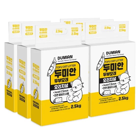두미안 두부모래 가는입자, 오리지널, 2.5kg, 6개
