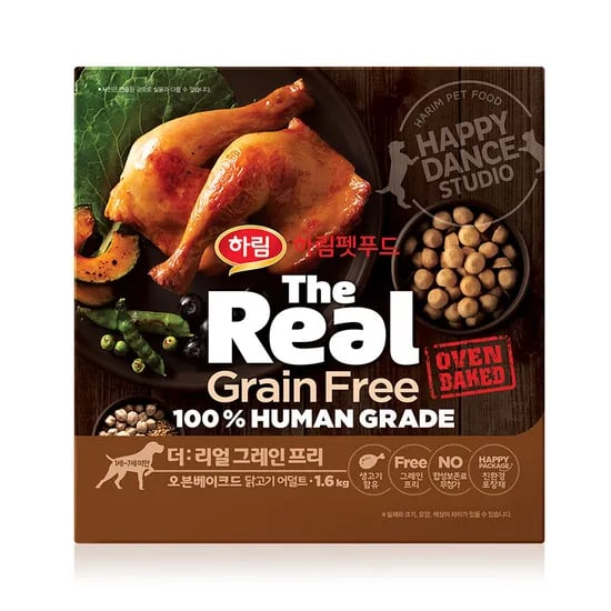하림펫푸드 더리얼 DOG 그레인프리 오븐베이크드 어덜트, 닭고기, 1.6kg, 1개