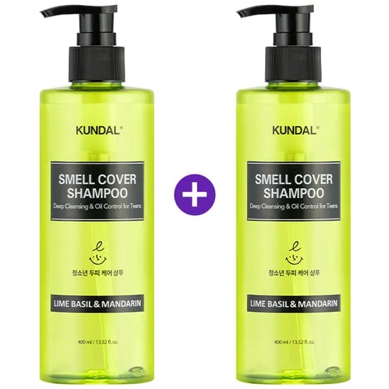 쿤달 올데이 스멜커버 청소년 샴푸, 라임바질 앤 만다린, 400ml, 1개 + 증정 샴푸, 랜덤향, 400ml, 1개