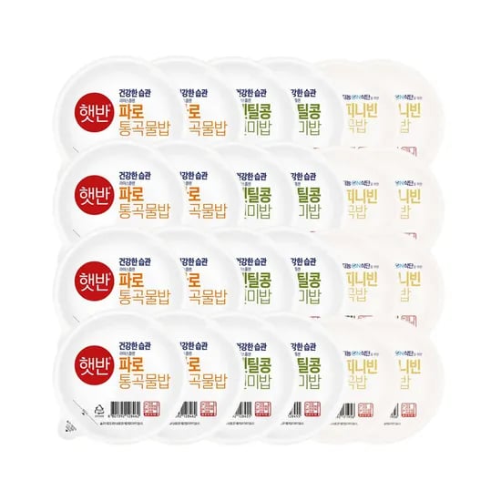 CJ제일제당 햇반 라이스플랜, 렌틸콩 현미밥 190g 8개 + 파로 통곡물밥 190g 8개 + 루피니빈 잡곡밥 190g 8개, 1세트