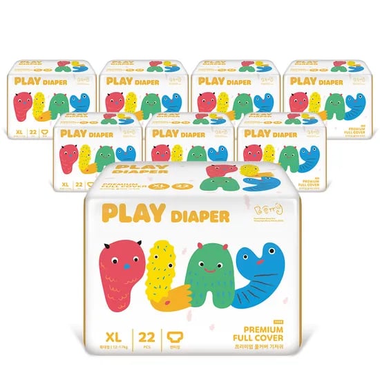 한예지 PLAY 프리미엄 풀커버 팬티 기저귀, 특대형(XL), 8팩, 1개