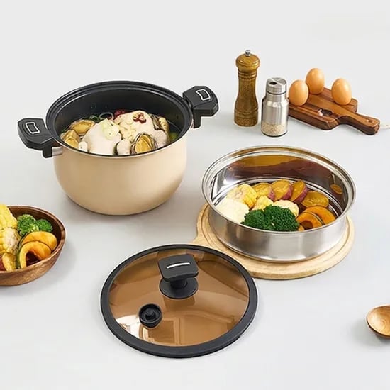 수아 두가지 요리를 한번에 10L 대용량 IH 저압냄비 SN-G2026S, 1세트