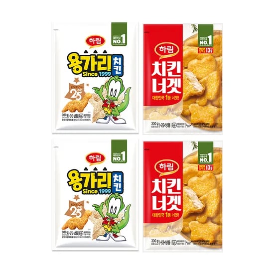 하림 용가리치킨, 300g, 2봉 + 치킨너겟, 300g, 2봉