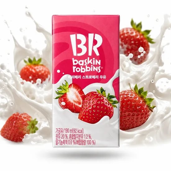 배스킨라빈스 베리베리 스트로베리 우유 190ml, 48개