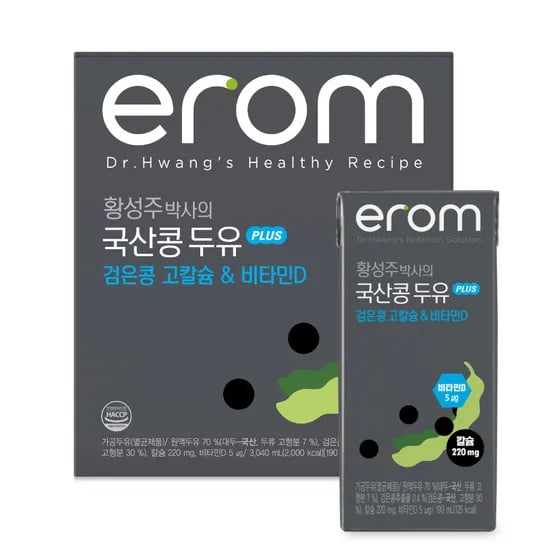이롬 국산콩 PLUS 검은콩 고칼슘&비타민D 두유, 190ml, 16개