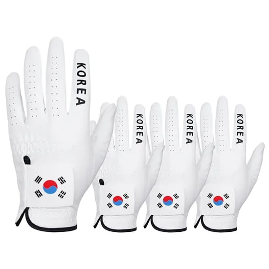 업셋 국가대표 태극기 스웨이드 기능성 골프장갑, 왼손 21호, 화이트, 4개