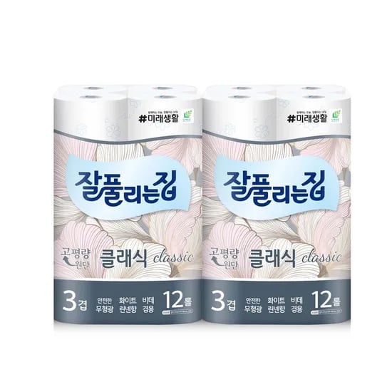 미래생활 잘풀리는집 클래식, 3겹, 27m, 12롤, 2팩