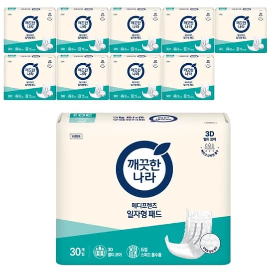깨끗한나라 메디프렌즈 속기저귀 일자형 패드 30P 10팩 깨끗한나라 메디프렌즈 속기저귀 일자형 패드 30P 10팩